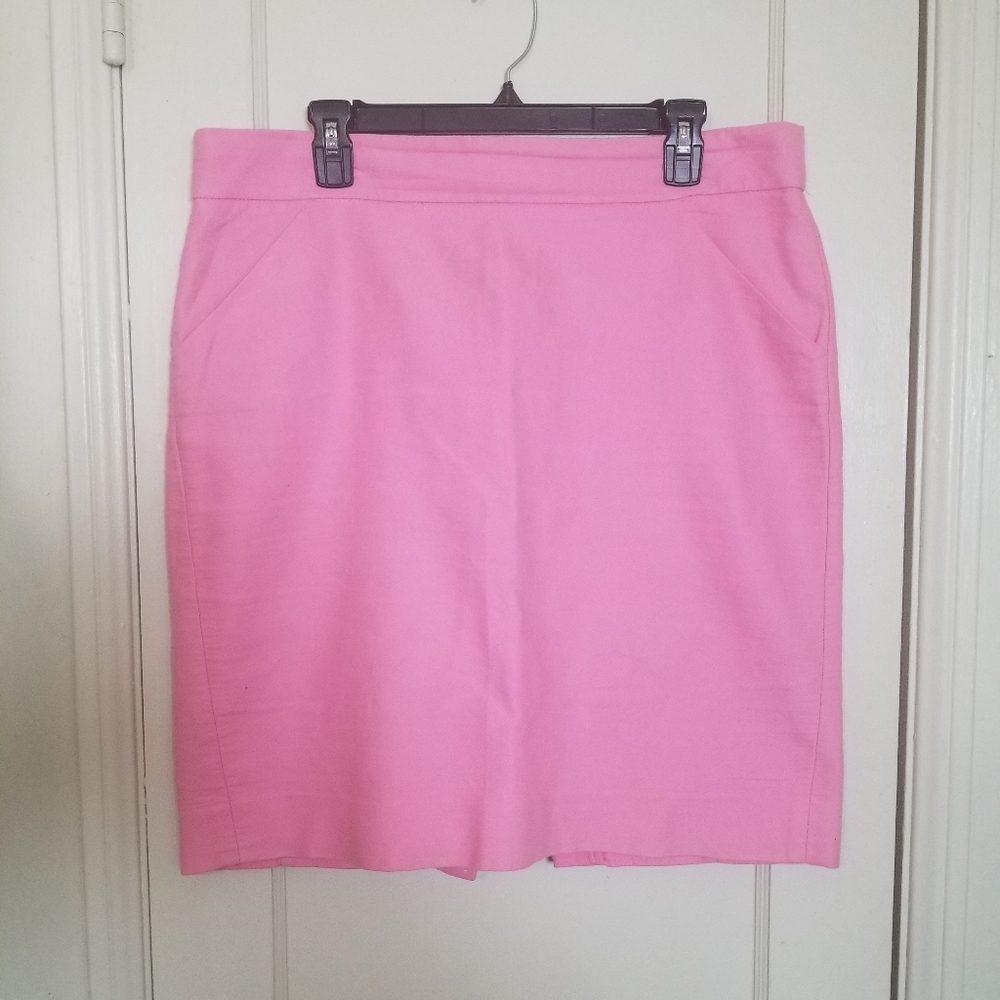 J CREW FACTORY Pink 100% Cotton Back Zipper Straight Skirt 14